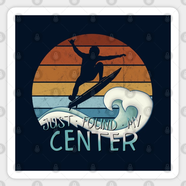 Just Found My Center Yoga Zen Surfer Green Wave Surfing Fun Sticker by SkizzenMonster